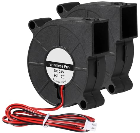 2Pcs 50mm Blower Fan 24V 5015 Dual Ball Bearings Brushless Turbine Turbo Blower 50mm x 15mm Fan 2Pin for 3D Printer and Other Small Appliances Series Repair Replacement