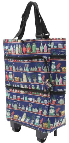 BELLIFFY Faltbarer Einkaufswagen Mit Rädern Zusammenklappbare Tasche Rolltasche Einkaufstasche Tragetasche Rädern Faltbarer Einkaufswagen Tasche Mit Rad