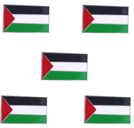 Set di 5 spille da bavero con bandiera della Palestina, in metallo, smaltate nazionali palestinesi, per cappelli, vestiti, zaini, spille, Metallo