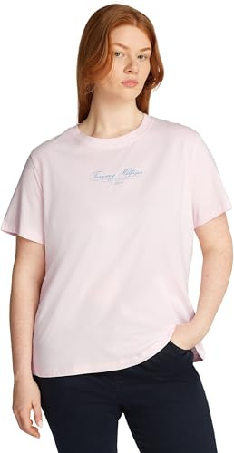 Tommy Hilfiger Damen CRV Reg Script C-nk Tee Ss Ww0ww46073 CRV REG Script C-NK Tee SS WW0WW46073 (1er Pack)