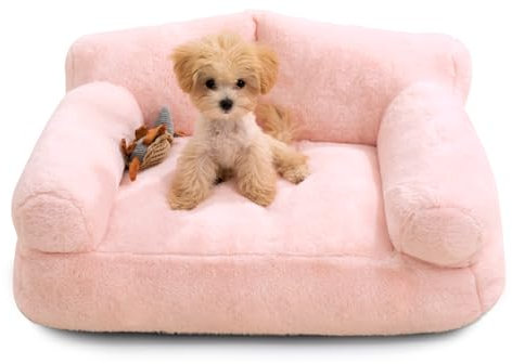 Hollypet Letto per Gatti Letto per Cani di Piccola Taglia, Soffice Divano Lettino in Peluche per Gatti e Cuccioli, Morbido Divano Traspirante Nido per Animali Domestici, Rosa