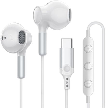 USB C Headphones for iPhone 16 15 USB C Earphones with Mic Volume Control Wired Headphones USB Type C Earphones for iPhone 16 15 Pro/16 15 Pro Max, iPad Pro/Air 5 4/MINI 6/iPad 10, Pixel 8 7, Samsung