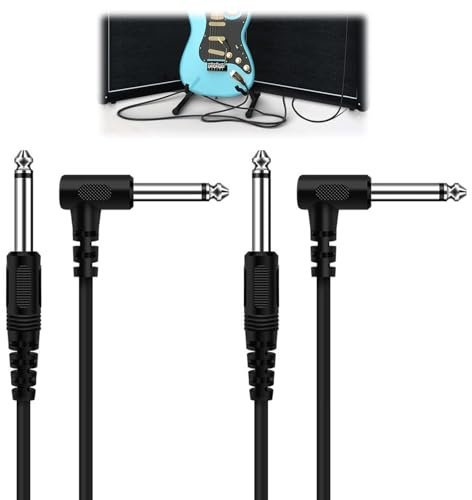2 Pack Guitar Cable 3M/10FT 6.35mm 1/4 Right Angle Electric Guitar Instrument Cables Noiseless Straight to Right Guitar AMP Cord Lead for Electric Guitar Bass, Amp, Speaker, Keyboard, Studio, Mixer