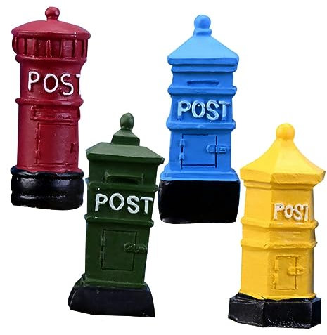 Lurrose 4pcs Boxes Resin Mailbox Decoration Mail Holder for Desk Office Desk Decorations Miniture Decoration Work Desk Decor Table Top Decor Mini Mailbox Model Micro Landcape Accessories