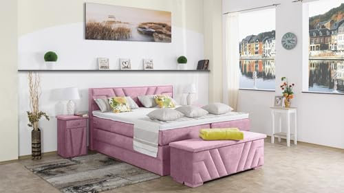 Boxspringbett Terz 180x220, DS-Viola, 7-Zohnen Taschenfederkernmatratze, Komfortschaum - Inklusive Aufbau - Deutscher Hersteller