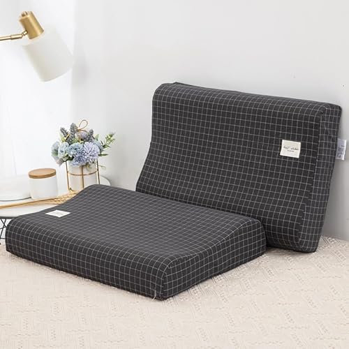 XJHWD 1-teilige Kissenbezüge aus Baumwolle, Bequeme Bezüge für Memory-Schaum-Kissen, Kissenbezug für Latex-Kissen, weich für Zuhause, Hotel, kleines graues Plaid 30x50cm Kissenbezug, 1St