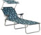 Xichuzi Sonnenliege mit Sonnenschutz Stahl Blattmuster, Gartenliege, Liegestuhl, Sonnenstuhl, Sonneninsel Outdoor, Liegen, Gartenmöbel, Bäderliege, Relaxliege - 310338