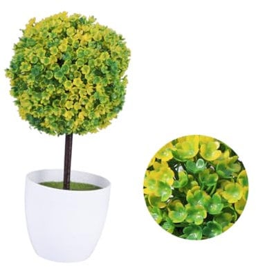 Warmhm Künstliche Pflanzenkugel Plastikpflanze Langlebig und Elegant aus Kunststoff Gelb Dekorative Bonsai Baum für Resorts und Seniorenheime zur Zimmerdekoration