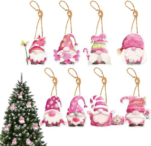 Bonitos colgantes de Navidad, colgantes de Navidad, adornos de árbol rosa, suministros de Navidad, decoraciones navideñas vintage para chimenea y Navidad