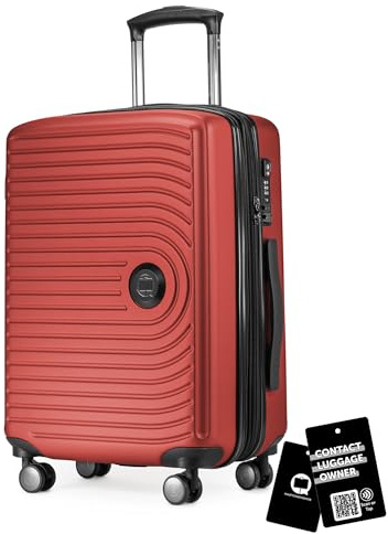 Hauptstadtkoffer Mitte Handgepäck 55x40x23 cm 55 Lmit Anhänger, Rot | ABS-Hartschale · TSA · XL Erweiterung · 4 Rollen · Austauschbare Ersatzteile · Kurzurlaub · Digitaler Kofferanhänger