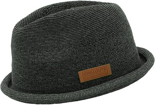 CHILLOUTS Tocoa Hat - Pork Pie Hut Herren/Damen, 100% Polyester, Unisex Sommer Trendhut, Crushable, Adjustable, dunkelgrau, S-M