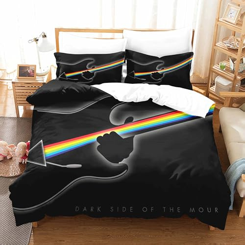 Shaari British Rock Bands Floyd Algorithm Duvet Cover Set Soft Lightweight Microfiber 3 Piece Bedding Set with 2 Pillowcase Kids Quilt Cover with Zipper Closure Double 200 x 200 cm