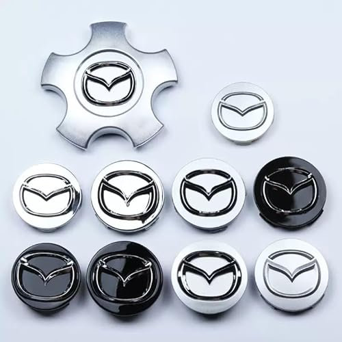 4 Stück Auto Nabendeckel für Mazda MX-5 NB,ABS Radkappen Nabe Mitte Abdeckung Ersetzen Original Felgenkappen mit Logo Emblem Kfz Dekorative Zubehör,A-Black-Short Legs
