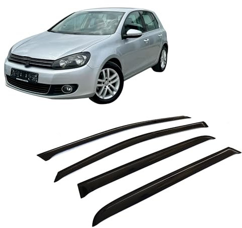 CarJoy Windabweiser Luftabweiser Regenabweiser Seitenfensterabweiser Kompatibel mit VW Golf 6 VI 10.2008-2012 Schrägheck Autofenster Regenschutz Regenabweiser Anklebbare Deflektoren 4 Stück