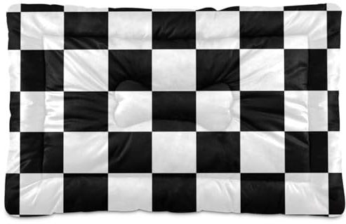 WDdZzyy Tapis de niche lavable à carreaux noirs et blancs - Antidérapant, doux et confortable - Pour chiens de taille moyenne et grande - 91,4 x 61 cm
