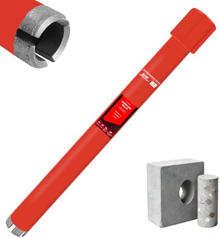Diamond Core Drill Bit for Concrete, Masonry, Reinforced Rebar Concrete 1 Inch, Wet only, 15 Drilling Depth, 1-1/4-7 Thread, Superior Welded Core Drill Bits with Roof-Top Segment