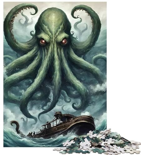 Rompecabezas de 1000 Piezas para Adultos Mitología Monstruo Kraken Regalo de cumpleaños Reto para completar Excelente Regalo para Juegos para Mayores de 14 años (38x26cm)