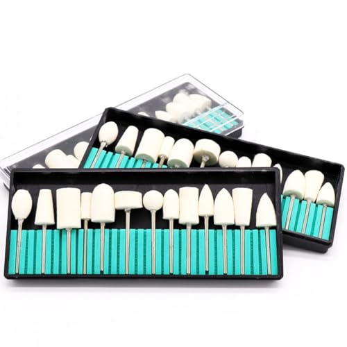 Testina Abrasiva in Lana per Unghie Tonde Set da 12 Pezzi Beige | Levigatura Delicata, Protezione delle Unghie, Forma Quadrata, Manicure Fai da Te, Risultati Uniformi