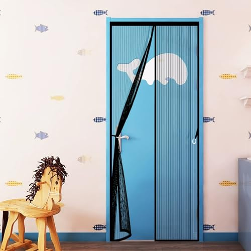 Magnetic Fly Screen Door 73 x 185 cm Anti-Tearing Mosquito Door Net Keep Fly Bug Out Screen Doors with Magnets with Powerful Magnets for Balcony, Terrace, Cellar, Black