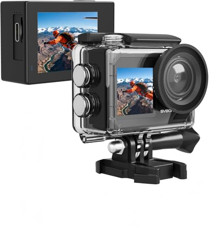 SVBONY SVGo2 4K Dual-Screen Action Cam für Reisen, Schnorcheln | 30FPS Unterwasserkamera mit Touchscreen, EIS 2.0 Stabilisierung, 30m wasserdicht, 140° Weitwinkel, WLAN