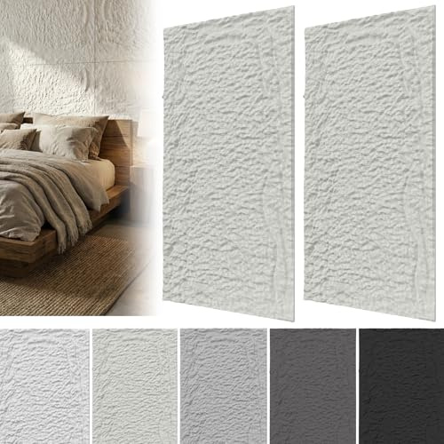 Froadp 3D Wandpaneele Steinoptik 120x60x5 cm 2 Stück PU Wandverkleidung Selbstklebend Steinwand Paneele Wasserdicht Wandverkleidung für Küche Bad Wohnzimmer Dekor Wandpaneel, Typ B - Marmorweiß