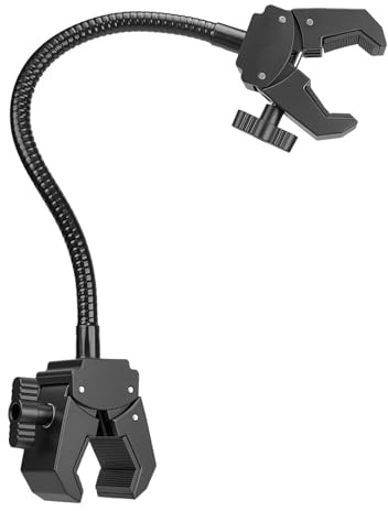Double U Clamp with Flexible Gooseneck for Photography, Adjustable Holder for Cameras, Lights, and Microphones (30cm)