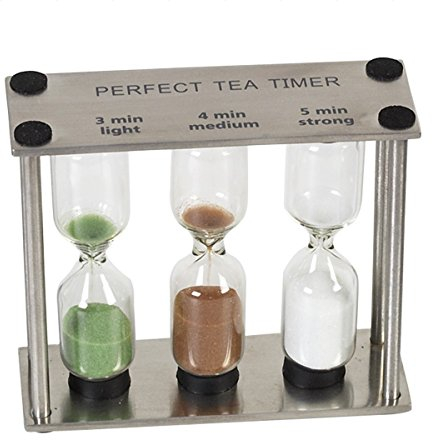 Tea-Timer/Tee-Sanduhr mit 3 Zeitanzeigen / 3 Farben (Edelstahl/Glas)