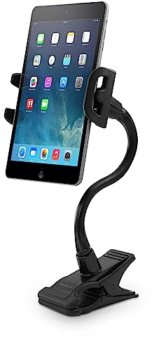 Macally CLIPMOUNT Soporte de pinza para iPad/tableta e iPhone/smartphone, color negro