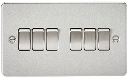 Knightsbridge FP4200BC FPAV4200BC Flat Plate 10A 6G 2 Way Switch-Brushed Chrome