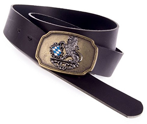 Enzianblau Echtleder Gürtel, Trachtengürtel, Bayerischer Löwe blau-weiß, braun od. schwarz (105)