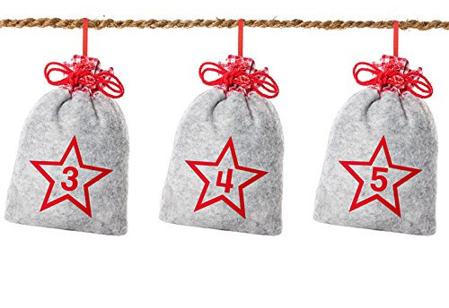 24 Adventskalender Beutel (10 x 15 cm) - Der Landhaus-Kalender - mit Kokosschnur