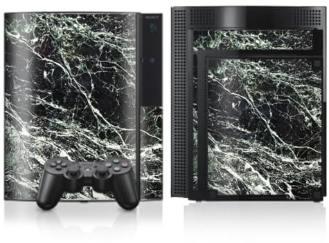 DeinDesign Skin kompatibel mit Sony Playstation 3 Folie Sticker Marmor Stein Black & White