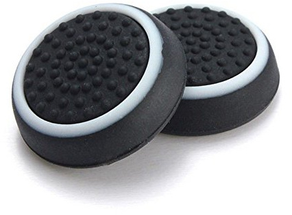 Tapa de silicona para palanca de pulgar para mandos de juegos PS4, Xbox One, PS3, Xbox 360, PS2, color negro con blanco