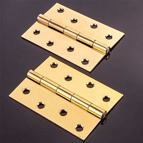 5X Pairs of Large 100mm/4 Fixed Pin Brass Butt Hinges - Heavy Duty Flush Door Fitting