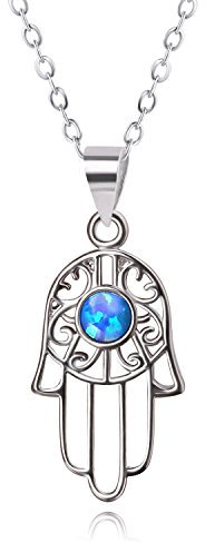 KELITCH Damen Opal Halskette 925 Sterling Silber Ketten Halskette Palms Anhänger Halskette Einstellbar Ketten