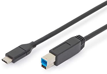 DIGITUS USB 3.2 Gen1 cable – 1.8 m – USB-C to Type-B – 5 Gbps – for printers, scanners, hard drive enclosures, hubs – black