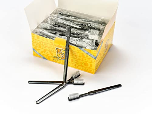 Dr. Bauer's Einmalzahnbürsten, einzeln verpackt, mit Zahnpasta auf der Bürste, 4-reihigem Bürstenkopf, ideal für unterwegs, Reise oder Zahnarzt Praxis (schwarz, 100er Pack)