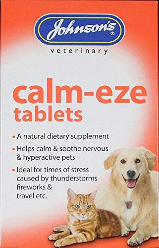 SIPW Johnson's Calm-eze Calming Relief Tablets Nervous Hyperactive Dogs and Cats … (36 Tablets)