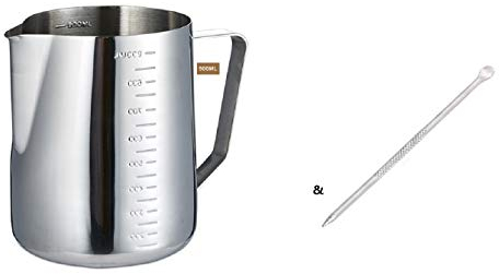 ZXJOY Milk Frothing Jug 350ml/550ml/900ml Stainless Steel Milk Pitcher Cup Barista Milk Jug and Latte Decorating Art Pen for Making Coffee Cappuccino Frothing Milk Coffee Machine (900ml)
