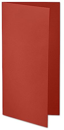 ARTOZ 50x DIN Lang Faltkarten - Rot (Feuerrot) gerippt 210 x 105 mm Klappkarten - Blanko Doppelkarte mit 220 g/m² edle Egoutteur-Rippung