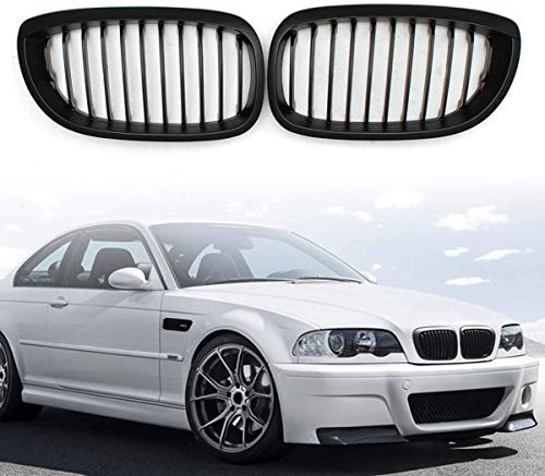 2002–2007 E46 Facelift 3 Serie 2D für Coupé Cabriole Mattschwarz Nieren Front-Stoßstangengitter – 1 Paar