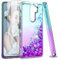 LeYi Funda para Xiaomi Redmi Note 8 Pro Silicona Purpurina Carcasa con [2-Unidades] Cristal Vidrio Templado, Transparente Cristal Bumper Gel TPU Fundas Case Cover para Redmi Note 8 Pro,Verde/Morado