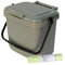 5 Litre Plastic Kitchen Compost Caddy with 50x Tie handle bags, Silver/Grey