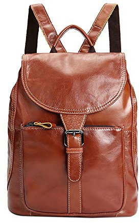 Neuleben Rucksack Leder Damen Klein Daypack Rucksäcke Anti Diebstahl Vintage für Schule Arbeit Reise (Braun)