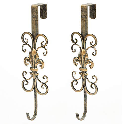 2 PCS 16 Wreath Hangers for Front Door, No Scratch Door Hook, Antique Gold