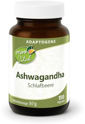 KOPP Vital® Adaptogen Ashwagandha (Schlafbeere) Kapseln, 1 x 150 Kapseln | 97,5 g, Vegan, Apothekenqualität, Die Elitepflanzen der Natur