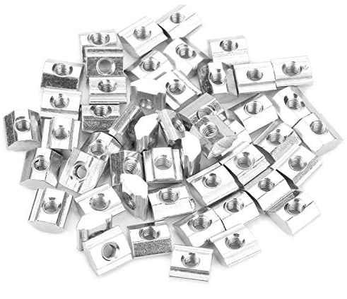 YWBL-WH 50 Stück M3 T-Nut T-Stück Schiebe Mutter aus Kohlenstoffstahl für Aluminium-Extrusion mit Profil 2020 Sereis Slot 6mm