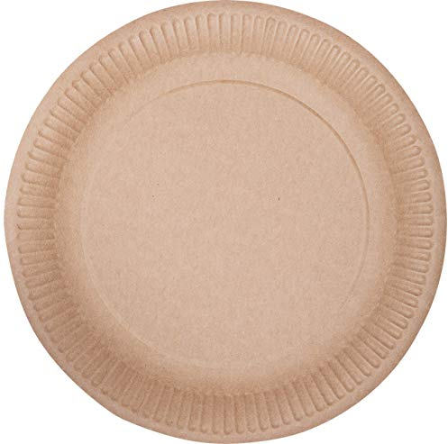 Ecocleo® Eco PAPPTELLER Einweg | Rund 18 cm, braun | Teller aus Karton Stabil | Partygeschirr umweltfreundlich | 50 Stück | Einwegteller aus Pappe biologisch abbaubar recycelbar | EU Made