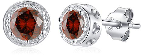 Qings Granat Ohrringe mit Geburtsstein Ohrringe Januar Edelstein Mini Zirkonia Ohrstecker für Damen Mädchen