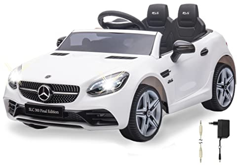 Ride-on Mercedes-Benz SLC 12V – Leistungsstarker 12V Akku für Lange Fahrzeit, Akkustandanzeige, LED Scheinwerfer, Ultra Grip Gummiringe, Audio Aux-Anschluss, USB
